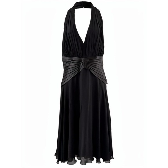 Source Unknown Dresses & Skirts - Vintage Tadashi Dress Womens‎ 10 Black Silk Halter Pleated Y2K Gown Whimsigoth